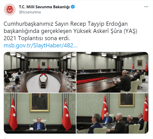 yuksek askeri sura yas 2021 cumhurbaskani recep tayyip erdogan milli savunma bakanligi